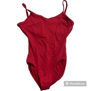 So Danca red ballet leotard with V back